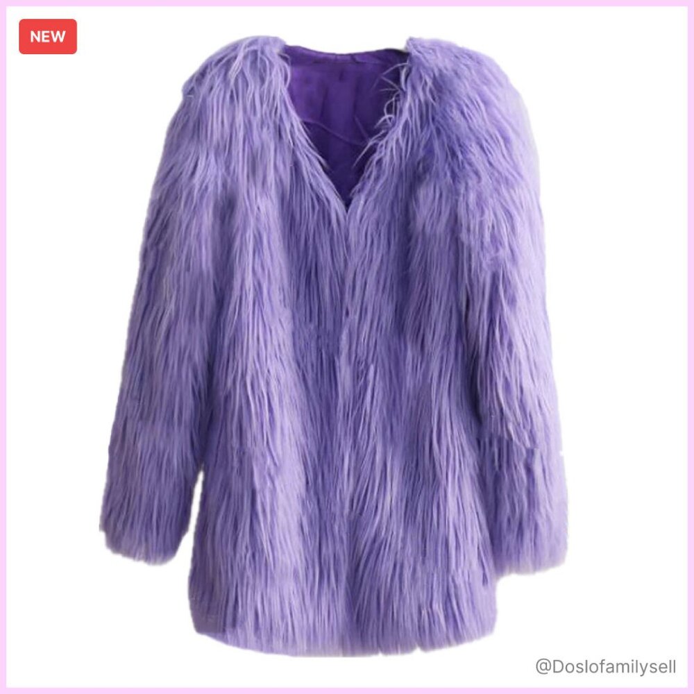 Faux Fur Coat Long Sleeve Fluffy Shaggy Jacket Women's Winter Outerwear Chic
